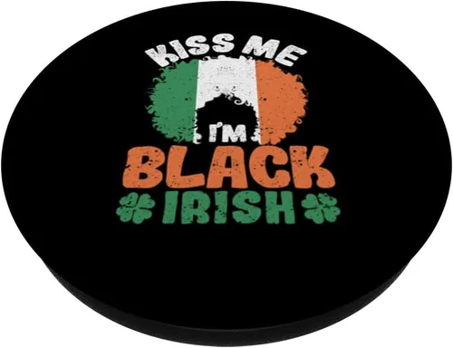 Miniatura 2 de Kiss Me I'm Black Irish St Patricks Day Afro African Pride PopSockets Standard PopGrip