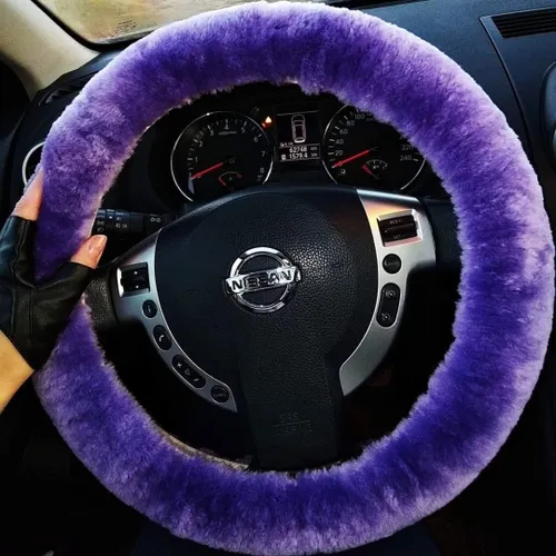 Miniatura 10 de OGLAND - Funda para volante de automóvil de lana de oveja esponjosa suave y esponjosa para vehículo automotriz universal, para mujer y hombre, 14