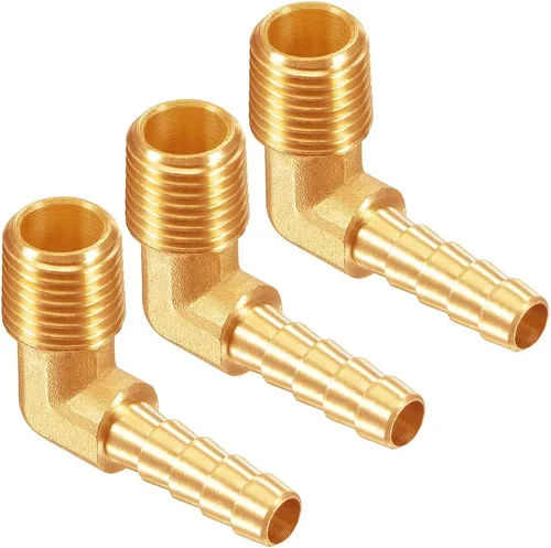 Miniatura 8 de Uenede 3 unids latón 1/2 "NPT macho a 5/8" Barb 90 grados codo rosca manguera manguera accesorios de púas para agua/aceite/gas
