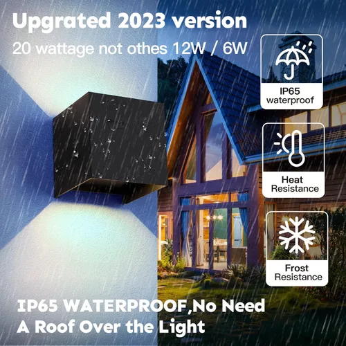 Miniatura 2 de Luces de Pared Exteriores Modernas 20W Luz de Paquete de Pared LED con Haz de Luz Ajustable Hacia Arriba y Hacia Abajo Impermeable Apliques de Pared