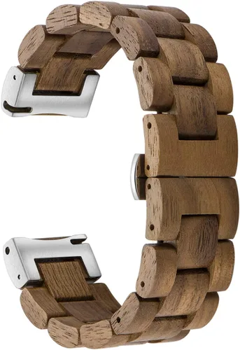 Miniatura 10 de Correa de reloj de madera de 0.787 in para Samsung Galaxy Watch Active/Active 2, 40/42/1.732 in de acero inoxidable de madera correa de liberación