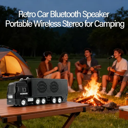 Miniatura 4 de Altavoz Bluetooth de camión retro alimentado por energía solar, altavoz inalámbrico portátil para automóvil, estéreo HD, emparejamiento TWS, radio
