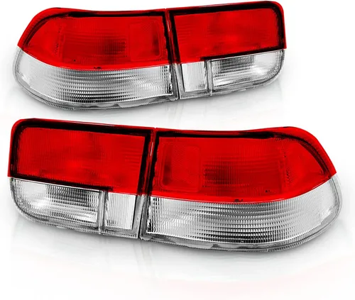 Miniatura 2 de AmeriLite Juego de 4 luces traseras de freno de repuesto para Honda Civic Coupe OE 1996-2000, lado del pasajero y del conductor Transparente Rojo