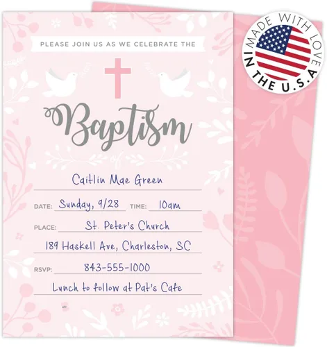 Miniatura 3 de Invitaciones de bautismo para bebés, 25 tarjetas y sobres de relleno en blanco.