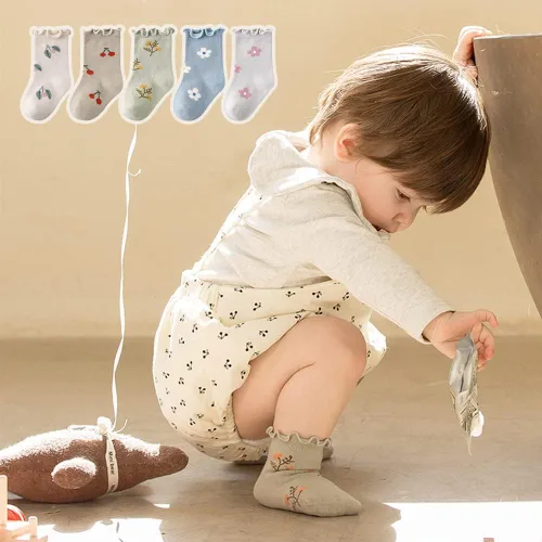 Miniatura 2 de WATOCHE Calcetines para bebés y niñas pequeñas, con volantes, calcetines de vestir con volantes, calcetines antideslizantes para bebés, lindos