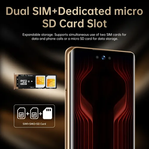 Miniatura 5 de Teléfono celular desbloqueado M70 RS Smartphone 12GB+512GB Teléfono Android 48MP+108MP Cámara 7 pulgadas Pantalla HD Teléfono móvil 5G Dual SIM Rojo