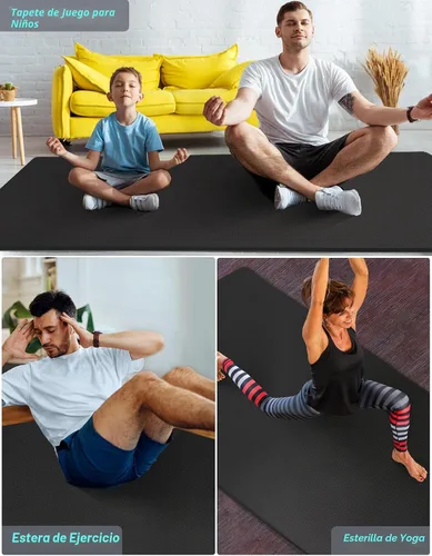 Miniatura 6 de Extra Long & Wide Thick Yoga Mat for Tall Men & Women, 84'' x 32'' x 7mm Oversized Yoga Mat Double-Sided Non Slip, Pro TPE Yoga Mats with Strap Negro