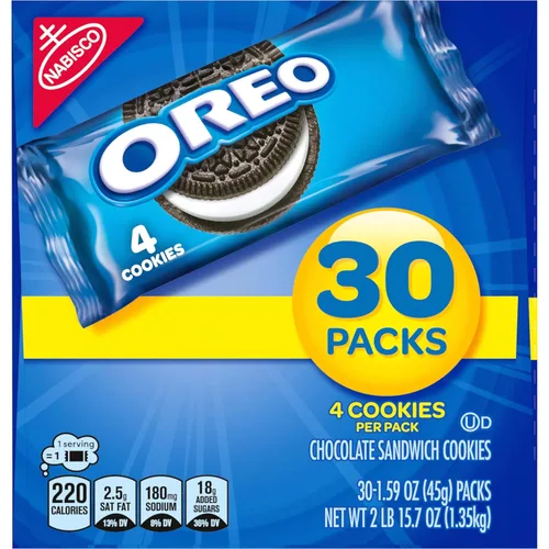 Miniatura 17 de OREO - Galletas de sándwich de chocolate, 30 paquetes de snack de 1.59 oz