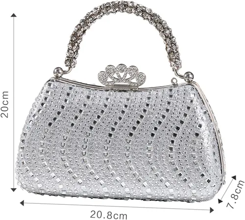 Miniatura 4 de Dreubea Bolso de noche brillante para mujer, bolso de noche con diamantes de imitación de moda