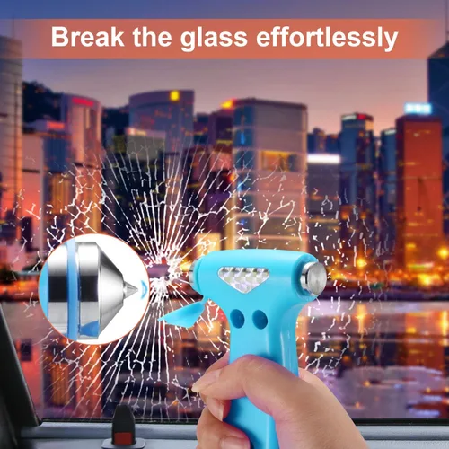 Miniatura 7 de THINKWORK Martillo de seguridad para el automóvil para regalos de adolescentes y hombres, herramienta de escape de emergencia tres en uno azul