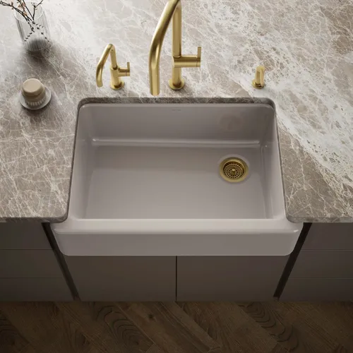 Miniatura 43 de KOHLER Whitehaven® K-6427-42 - Fregadero de cocina empotrado de 35-3/4 pulgadas, autorecortable, Smart Divide, Grande/Mediano con Delantal alto