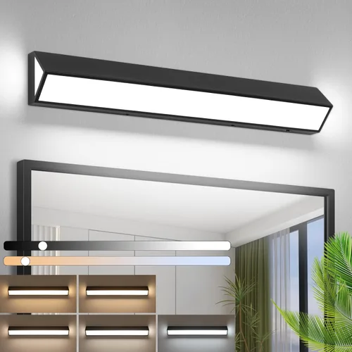 Miniatura 11 de Barra de luz LED moderna para tocador de baño (16 pulgadas, 5 CCT, regulable), accesorios de iluminación de pared de baño de acrílico moderno sobre