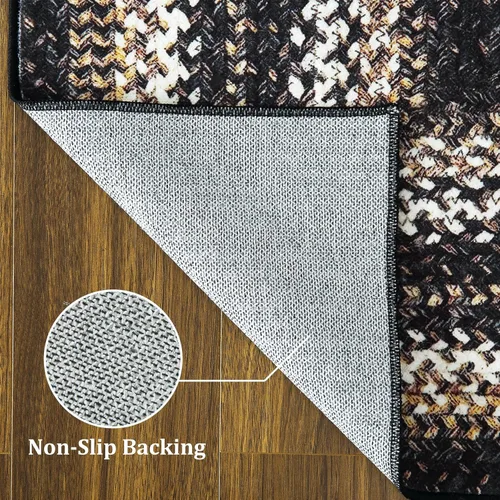 Miniatura 7 de ROYHOME Tapete pequeño para puerta de 2 x 3 pies, alfombra de área lavable, alfombras de área con estampado trenzado bohemio, alfombra de área