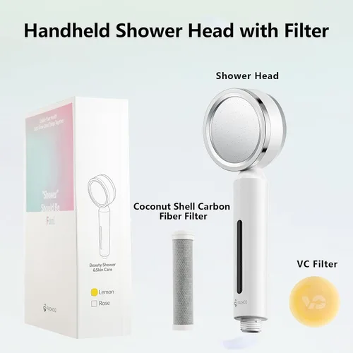 Miniatura 3 de Filtro de cabezal de ducha con vitamina C, suavizante de agua dura, filtro de cloro y fluoruro, cabezal de ducha de mano filtrado de alta presión