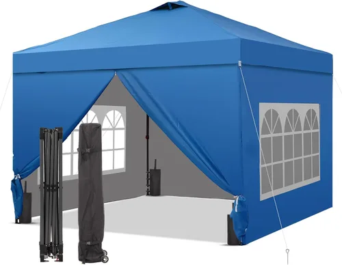 Miniatura 18 de GDY Tienda de campaña desplegable de 10 x 10 pies, gazebo para exteriores con 4 bolsas de arena, toldo fácil de instalar con 3 alturas ajustables
