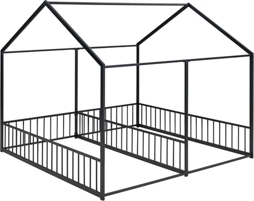 Miniatura 5 de Bellemave Camas individuales para 2 niños, dos marcos de cama de metal de tamaño individual con rieles, camas dobles compartidas, cama Montessori