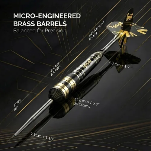 Miniatura 2 de IgnatGames Steel Tip Dart Set - Brass Barrels with Tempered Steel Points, Aluminum Shafts, 16 GlideXPro Flights (Standard No. 2 + Slim), Lila - Dark
