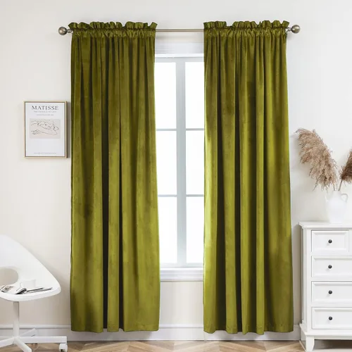 Miniatura 19 de PLEASANT BOULEVARD Cortinas de terciopelo [2 paneles] elegantes para sala de estar, dormitorio, cuarto de bebé, cortinas para oscurecer
