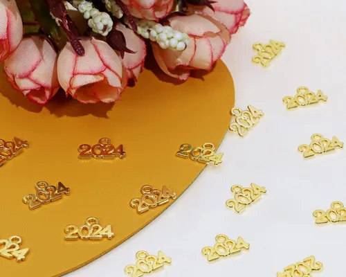 Miniatura 3 de Tupalizy 100 cuentas de aleación para el año 2024 para graduación, collar con borla, colgante, pulsera, aretes, llavero, joyería, hallazgos