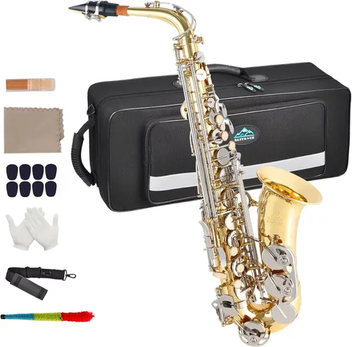 Miniatura 11 de EASTROCK Saxofón Alto Negro/Dorado Mi Bemol Kit Completo para Estudiantes Principiantes con Estuche de Transporte, Boquilla, Almohadillas Cojín