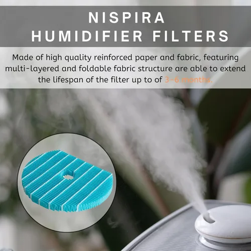 Miniatura 5 de Nispira Filtro de repuesto de humidificación premium compatible con purificador de aire Sharp Humidificador KC-850U KC-860U. En comparación