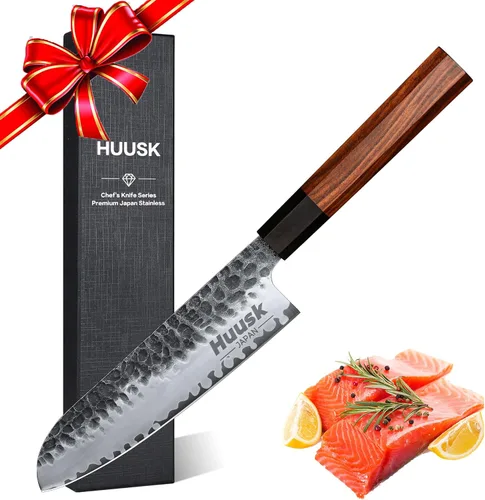 Miniatura 14 de Huusk Cuchillo de chef serbio mejorado, cuchillo de carnicero forjado con funda, cuchillo de carne japonés para cortar carne, cuchillos de corte