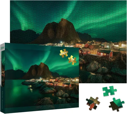 Miniatura 8 de Rompecabezas de paisaje de cascada de otoño para adultos, 1000 piezas, rompecabezas escénico de montaña de bosque natural, desafiante rompecabezas