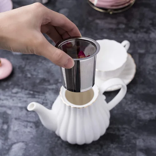 Miniatura 20 de Jusalpha Fine China Juego de Taza de Café/Taza de Té Morada de 8 OZ, Platillo, Cucharas, Tetera y Cremera, 17 Piezas (Juego FD-TW17PC, Morado)