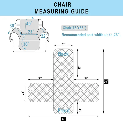 Miniatura 7 de Fundas para silla reclinable, reversible, funda de sofá para mascotas, protector de muebles para niños perezosos
