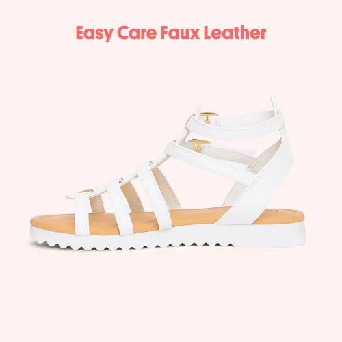 Miniatura 4 de FabKids Sandalias de gladiador para niñas, sandalias planas de tiras trenzadas, sandalias de verano con punta abierta, zapatos de vestir