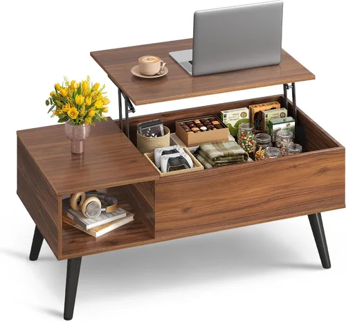 Miniatura 18 de WLIVE Mesa de Centro para Sala de Estar, Mesa de Centro Pequeña con Almacenamiento, Mesa Central de Comedor de Madera Moderna con Tapa Elevable