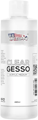 U.S. Art Supply Imprimación de gesso transparente (16 onzas) para pintura al óleo y acrílica, mejora la mezcla y la preparación de pintura de