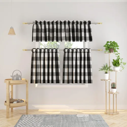 Miniatura 16 de Cenefas de cortina para ventana de 16 pulgadas de largo, 2 paneles de cuadros búfalo, cortinas pequeñas con bolsillo para barra, estilo clásico