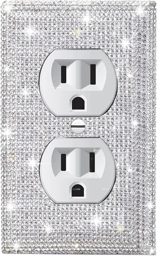Miniatura 16 de 1 PC Cubierta de placa de pared con diamantes de imitación brillantes en plata, cubre interruptores eléctricos, cubierta decorativa para interruptor