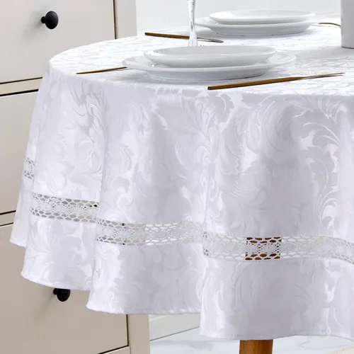 Miniatura 25 de EHouseHome Mantel de tela resistente con encaje blanco, impermeable, sin arrugas, resistente a las manchas, a prueba de aceite, para comedor