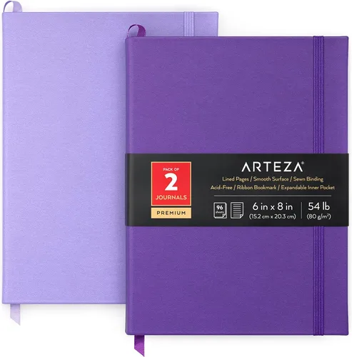 Miniatura 6 de ARTEZA Cuadernos de diario, juego de 2, 6 x 8 pulgadas, 96 hojas, diseño de perros y negro, cuadernos estéticos con papel rayado suave