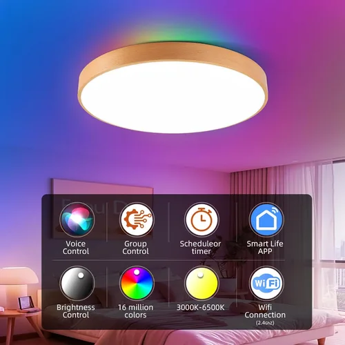 Miniatura 3 de Lámpara de techo inteligente de montaje empotrado con control remoto, compatible con Alexa/Google Home, regulable RGB cambio de color (2700K-6000K)