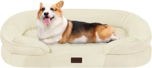 Miniatura 10 de Dwanton - Cama ortopédica para perros medianos con espuma de memoria con gel, sofá impermeable para perros, cama lavable para mascotas con cojín