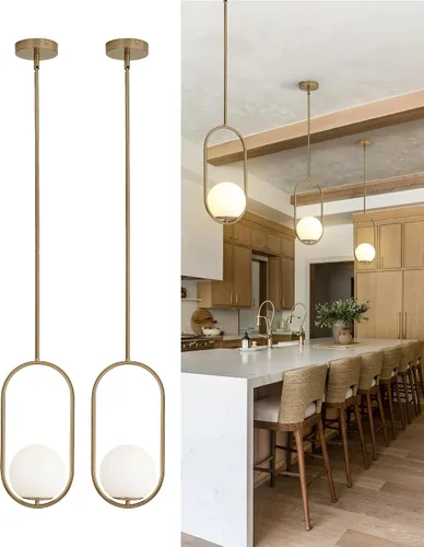Miniatura 12 de Yunnix Lámparas colgantes para isla de cocina, lámparas colgantes, moderna lámpara colgante de cristal de bronce champán, lámpara de mediados