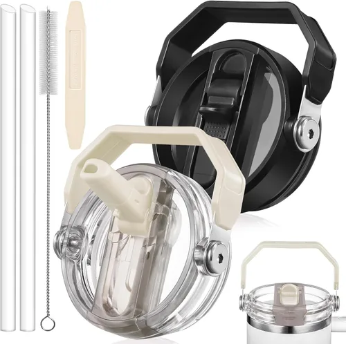 Miniatura 12 de Paquete de 2 Tapas con Popote Abatible a Prueba de Fugas para Reemplazo de Tapa Stanley 30 oz, para Accesorios de Vaso Tumbler Stanley Quencher