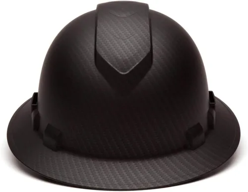 Miniatura 3 de Texas America Safety Company Casco duro RIDGELINE de ala completa con ajuste de perilla de 6 puntos y bolsa Grafito ventilado negro mate