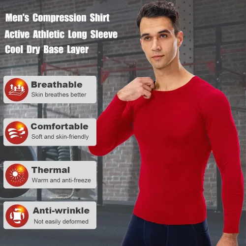 Miniatura 2 de Camiseta de compresión atlética para hombre, para entrenamiento, correr, manga larga, capa base fresca y seca, camiseta deportiva activa