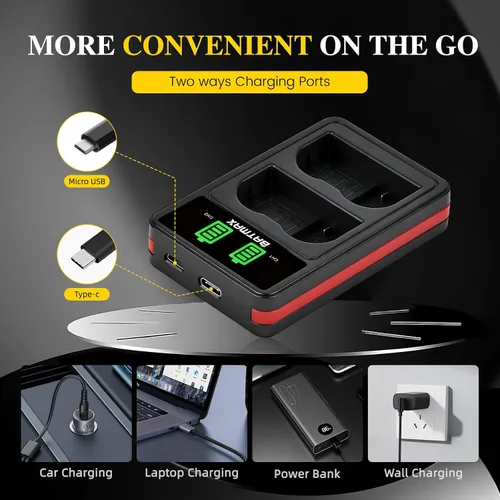 Miniatura 7 de Batmax 2 baterías EN-EL15C EN-EL15C de 2280 mAh + cargador USB LED con puerto tipo C para Nikon EN-EL15A EL15b Z5, Z6, Z8, Z6 II, Z7II, D780, D850