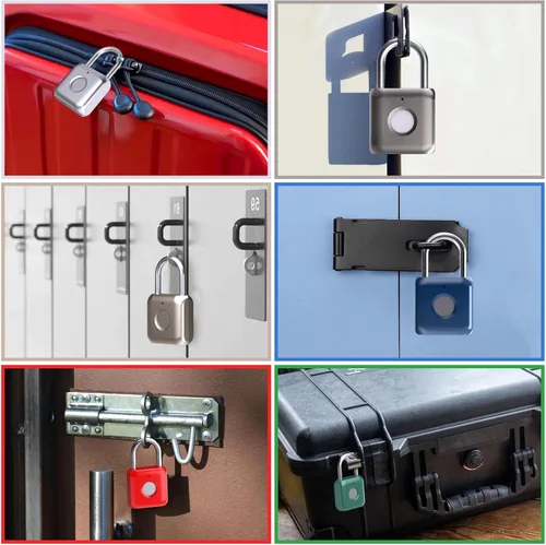 Miniatura 8 de Pothunder Candado inteligente de huellas dactilares, cerradura de metal biométrico sin llave, impermeable, recargable por USB, para casillero de Gris