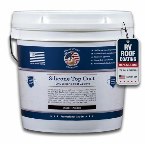 Countryman Coatings - Revestimiento para techo 100% silicona - Restaura tu techo en un día - Sella fugas, grietas, costuras, penetraciones - Se Negro