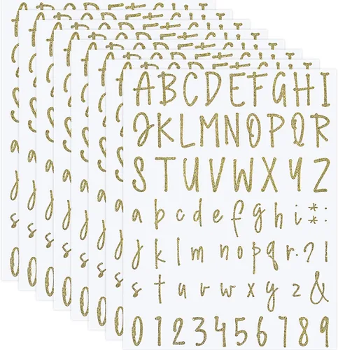 Miniatura 11 de Sepamoon 552 calcomanías de letras, 8 hojas autoadhesivas de vinilo del alfabeto, calcomanías de números de buzón impermeables para manualidades