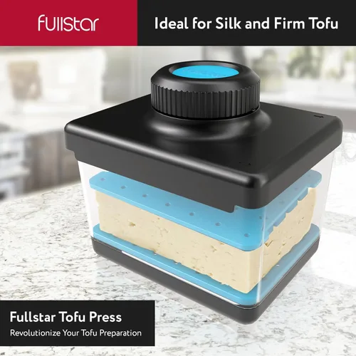 Miniatura 2 de Fullstar Prensa y cortador de tofu 2 en 1, apto para lavavajillas, sin BPA, caja de prensa para tofu extra firme y sedoso (azul)