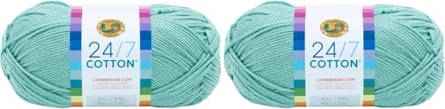 Miniatura 49 de Lion Brand Yarn, Hilo ligero mercerizado de algodón 24/7 para tejer, ganchillo y manualidades, Almirante, 1 paquete, 185 yardas de fibra natural