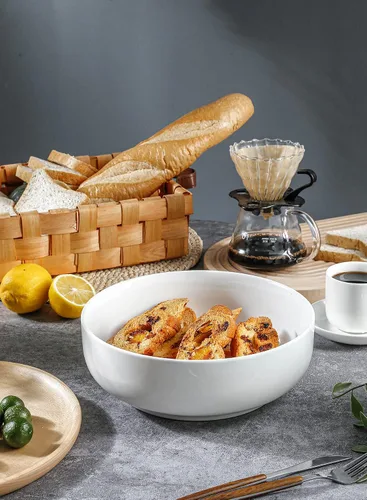 Miniatura 4 de Onniyor Ensaladeras grandes de porcelana, cuencos grandes de 110 onzas (10 pulgadas), juego de cuencos resistentes para pasta, cuencos para mezclar