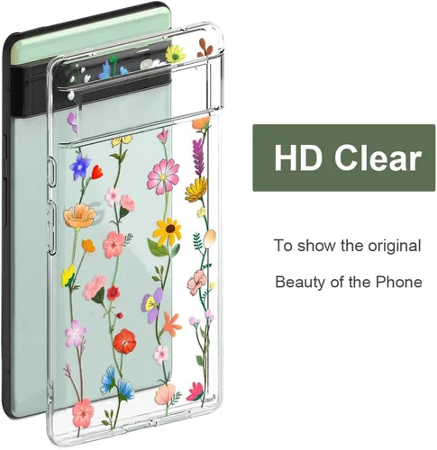 Miniatura 6 de Unov Funda para Pixel 6a, transparente con diseño, ajuste delgado, buen agarre, funda de teléfono en relieve, cubierta protectora a prueba